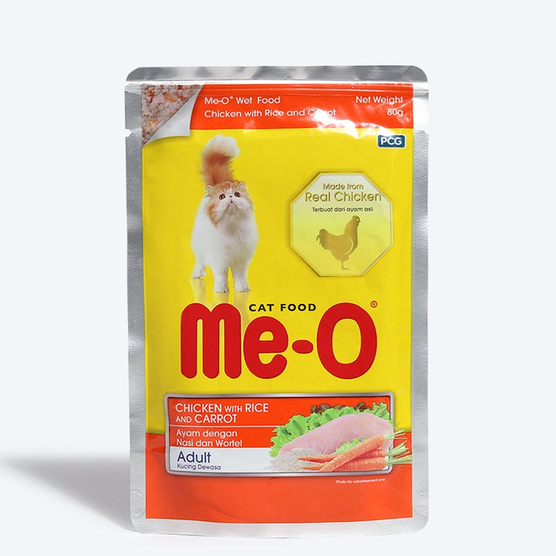 Me-O Chicken with Rice and Carrot Adult Wet Cat Food – 80 g packs