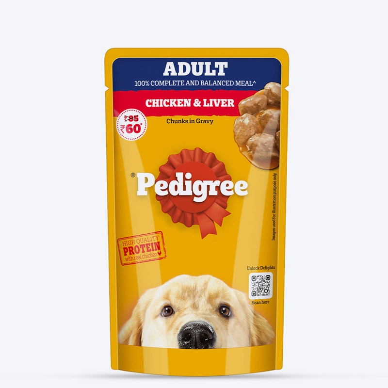 Pedigree Chicken & Liver Chunks In Gravy Adult Dog Wet Food – 130 g