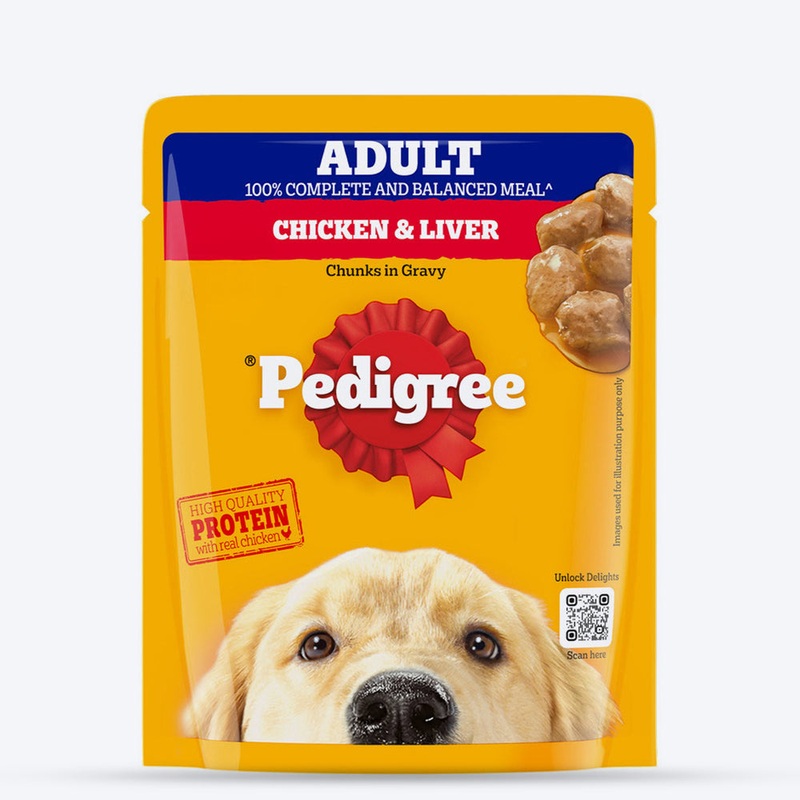 Pedigree Chicken & Liver Chunks in Gravy Adult Wet Dog Food – 70 g packs