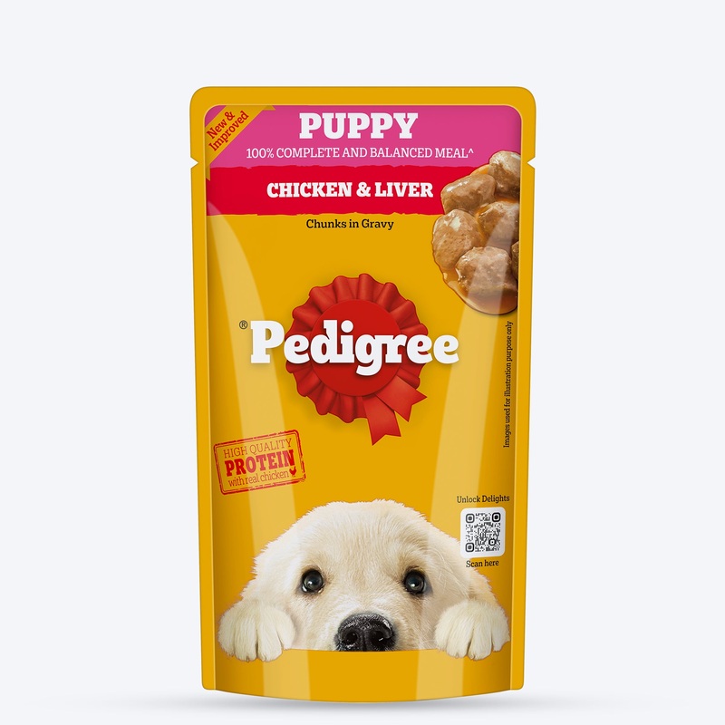 Pedigree Chicken & Liver Chunks In Gravy Puppy Wet Food – 130 g