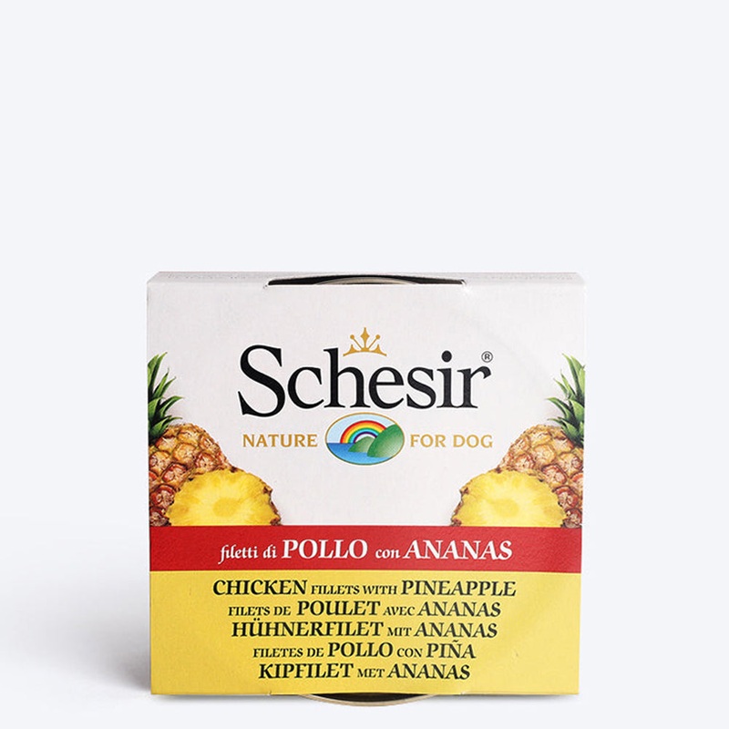 Schesir 40% Chicken Fillets With Pineapple Canned Wet Dog Food – 150 g