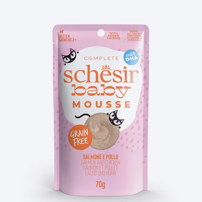 Schesir Baby Mousse Salmon & Chicken Wet Food For Kitten – 70 gm