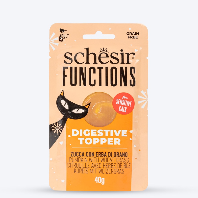 Schesir Function Digestive Topper Pumpkin With Wheat Grass Sensitive Wet Food For Adult Cat – 40 gm