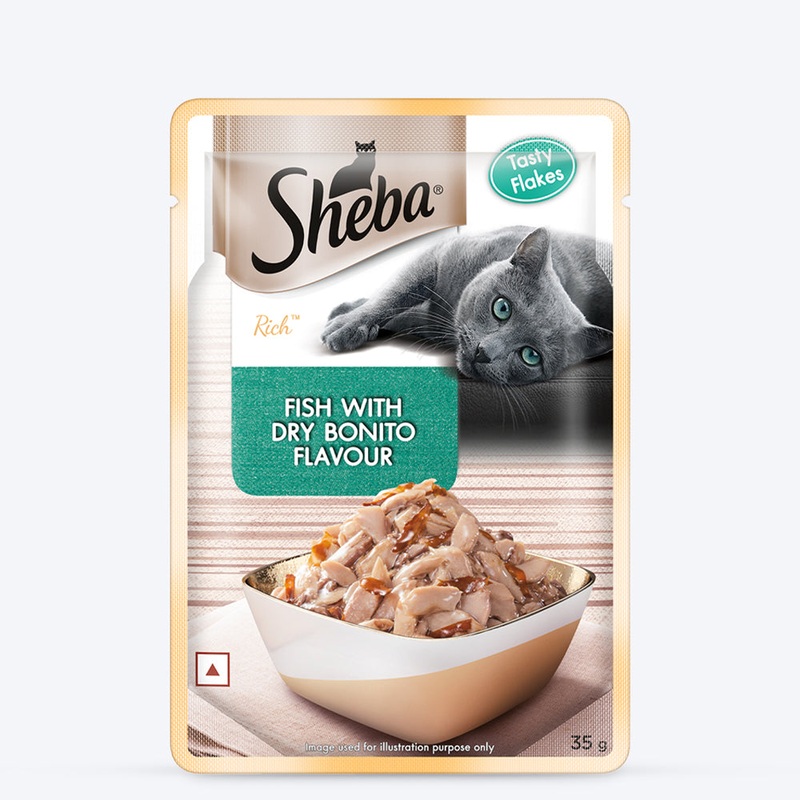 Sheba Fish with Dry Bonito Flake Adult Wet Cat Food – 35 gm Packs