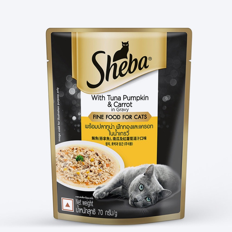 Sheba Rich Premium Tuna Pumpkin & Carrot In Gravy Adult Wet Cat Food – 70 gm Packs