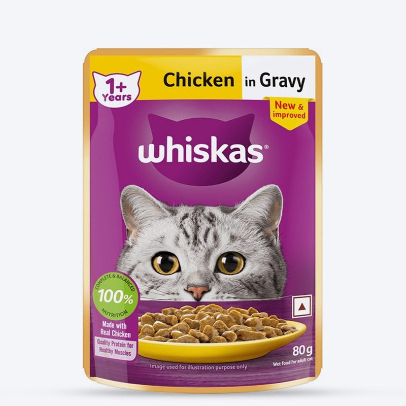 Whiskas Chicken in Gravy (1+ Years) Wet Food For Adult Cat – 80 gm Pack