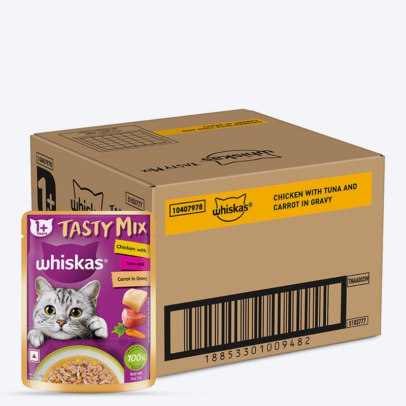 Whiskas Chicken With Tuna & Carrot Wet Food For Adult Cat – (28×70 gm)