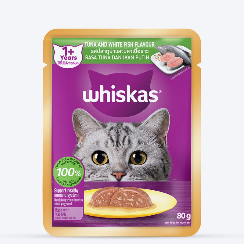 Whiskas Tuna And White Fish Wet Food For Adult Cat – 80 gm