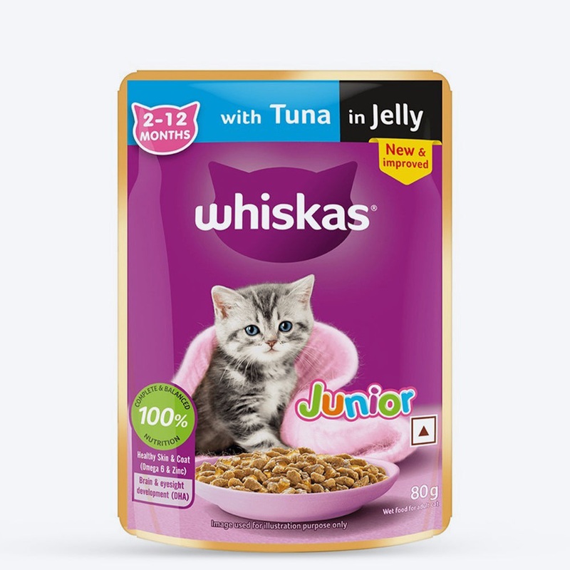 Whiskas Tuna in Jelly (2-12 Months) Wet Food For Kitten – 80 gm Pack