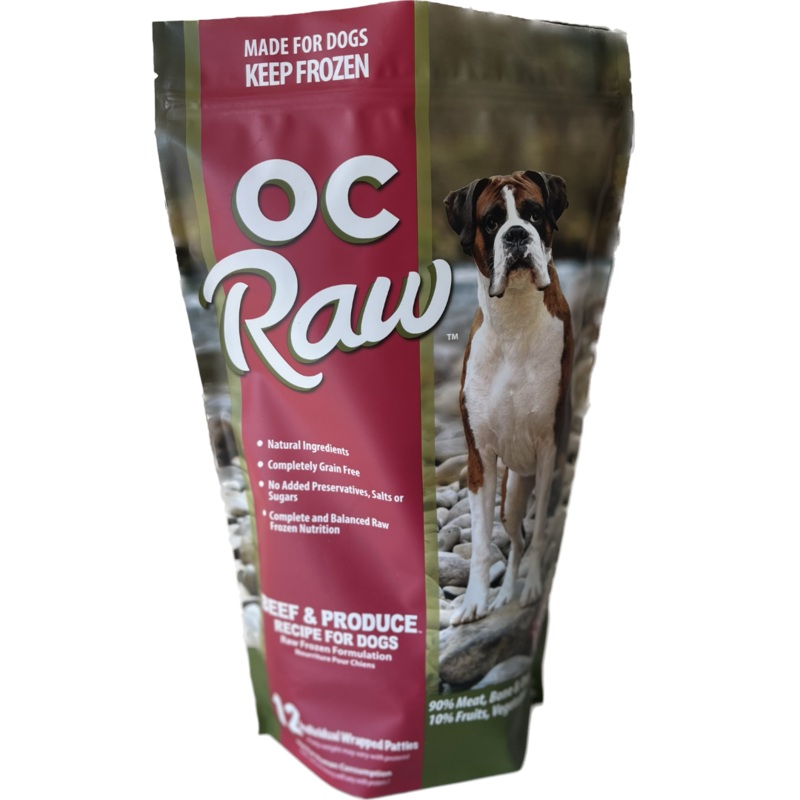 OC Raw Dog Beef & Produce Dozen Patties Raw Frozen Dog Food (6lb)