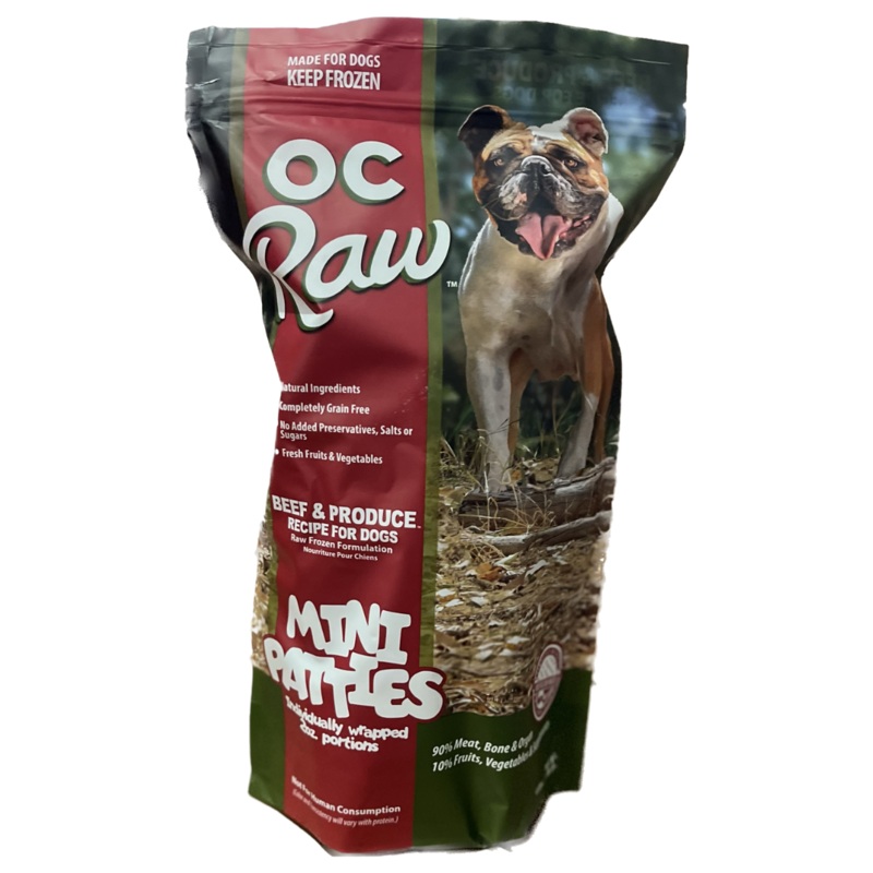OC Raw Dog Beef & Produce Sliders Raw Frozen Dog Food (4lb)