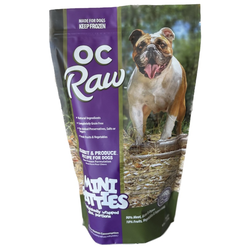 OC Raw Dog Rabbit & Produce Sliders Raw Frozen Dog Food (4lb)