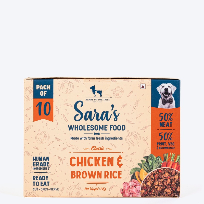 Sara’s Wholesome Classic Chicken And Brown Rice Dog Food – (10 x 100g)