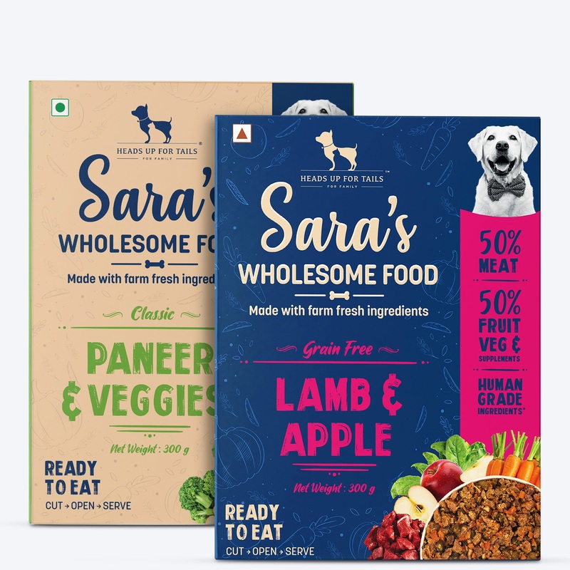 Sara’s Wholesome Food Classic Paneer & Veggies and Grain-Free Lamb & Apple Combo – 2×300 gm